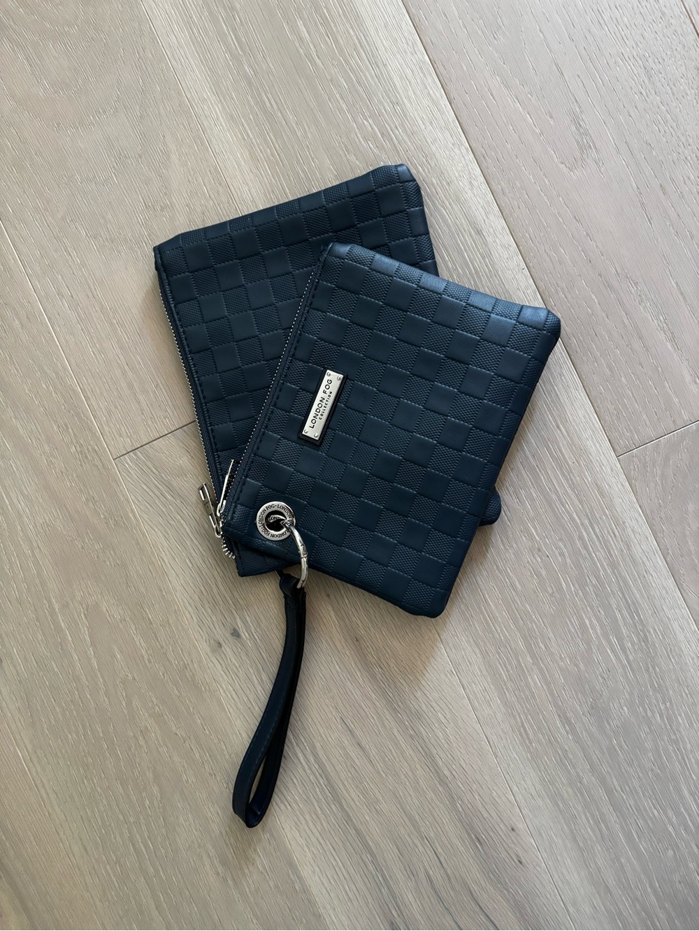 Navy Quilted Wristlet Clutch